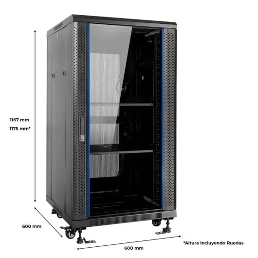 Aiten Data Armario Rack Suelo 19" 22U 600 x 600 x 1175 mm Montado con Accesorios