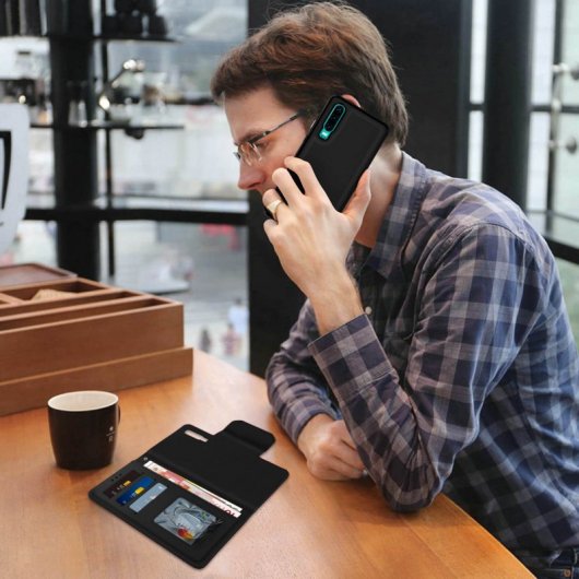 Avizar Funda Monedero Extraíble Negra para Huawei P30