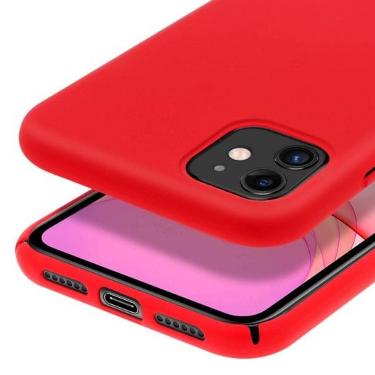 Avizar Capa de Silicone Semirrígida Mate Suave Vermelha para iPhone 11