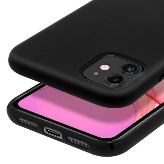 Avizar Capa de Silicone Semirrígida Mate Suave Preta para iPhone 11