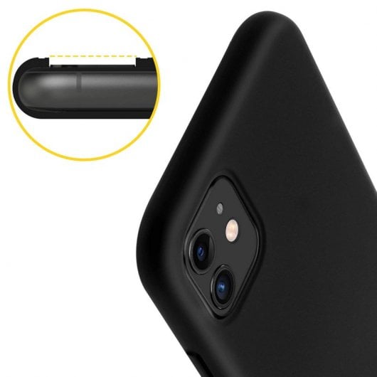 Avizar Capa de Silicone Semirrígida Mate Suave Preta para iPhone 11