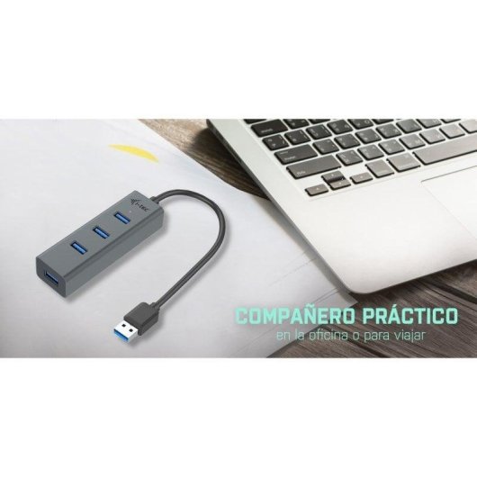 Hub USB i-Tec 3.0 4 Ports Grau Überspannungsschutz Plug & Play