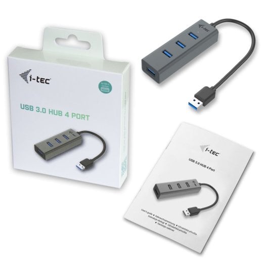 i-tec Metal U3HUBMETAL403 Schnittstellen-Hub USB 3.2 Gen 1 (3.1 Gen 1) Type-A 5000 Mbit/s Grau