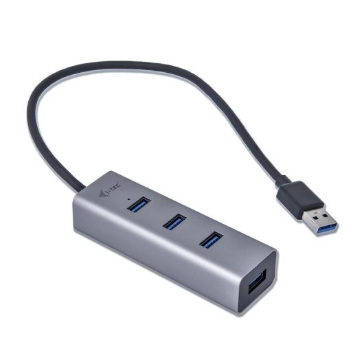 Hub USB i-Tec 3.0 4 Ports Grau Überspannungsschutz Plug & Play