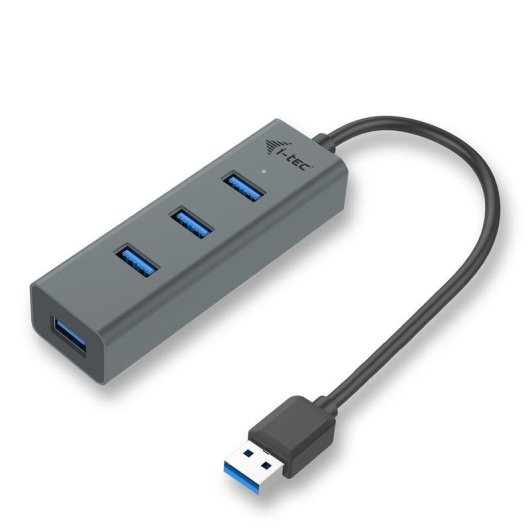 Hub USB i-Tec 3.0 4 Ports Grau Überspannungsschutz Plug & Play