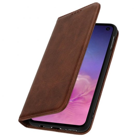 Avizar Funda Tipo Libro Billetera Vintage Marrón para Samsung Galaxy S10e