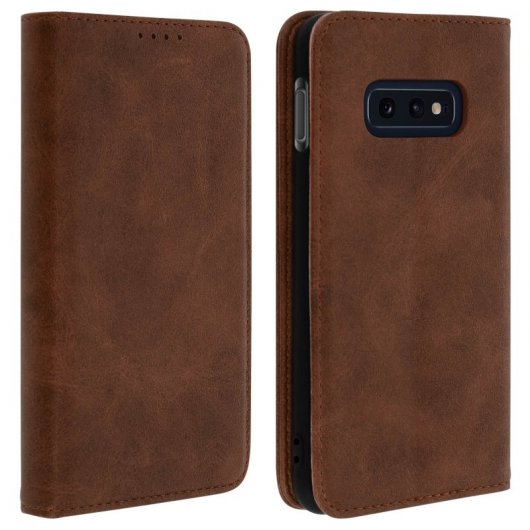 Avizar Funda Tipo Libro Billetera Vintage Marrón para Samsung Galaxy S10e