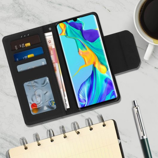 Avizar Funda Monedero Extraíble Negra para Huawei P30 Pro