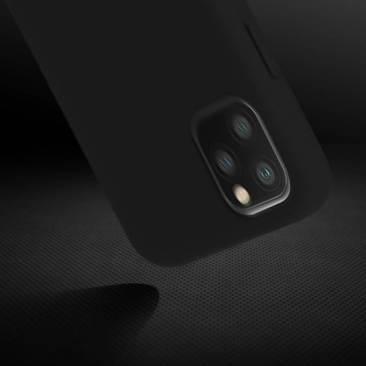 Avizar Funda de Silicona Semirrígida Mate Suave Negra para iPhone 11 Pro