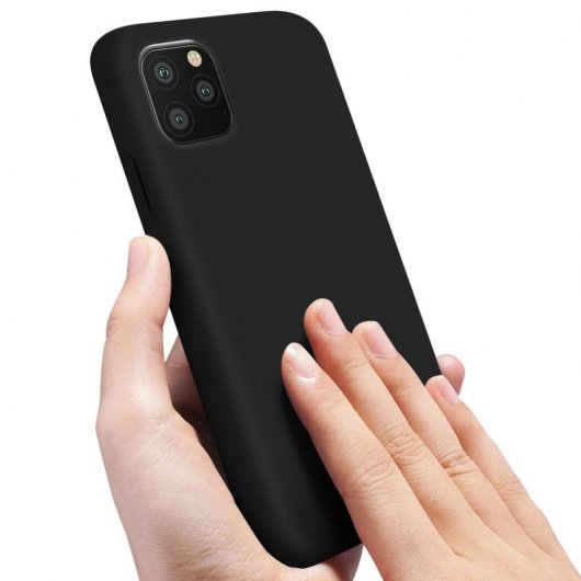 Avizar Funda de Silicona Semirrígida Mate Suave Negra para iPhone 11 Pro