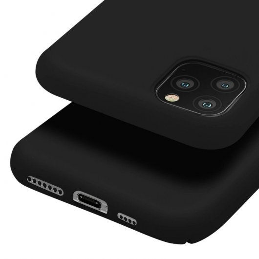 Avizar Funda de Silicona Semirrígida Mate Suave Negra para iPhone 11 Pro