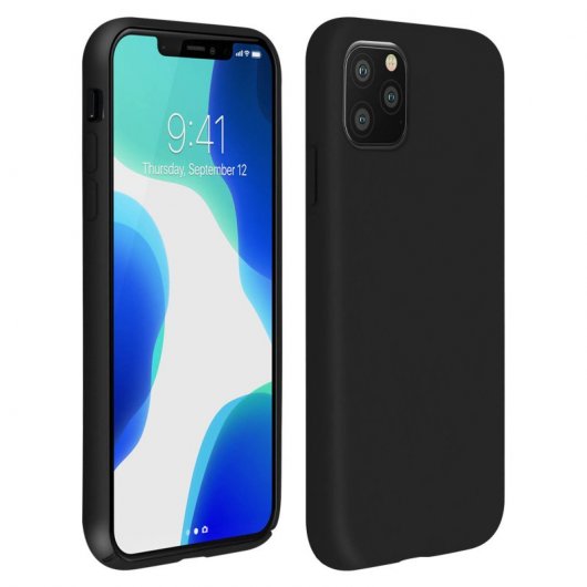 Avizar Funda de Silicona Semirrígida Mate Suave Negra para iPhone 11 Pro