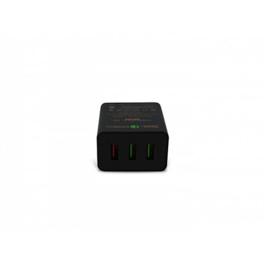 3Go Cargador 2xUSB 2.0 5V + 1xUSB QC 2.0 12V Negro