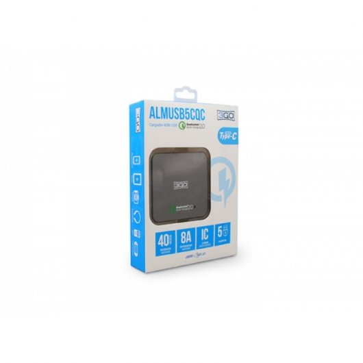 3Go Cargador 3xUSB 5V 2.4V + 1xUSB QC 2.0 12V + 1xUSB-C 5V 3A 40W
