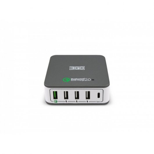 3Go Cargador 3xUSB 5V 2.4V + 1xUSB QC 2.0 12V + 1xUSB-C 5V 3A 40W