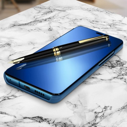 Avizar Funda Tapa Translúcida Efecto Espejo Azul Oscuro para OnePlus 7T