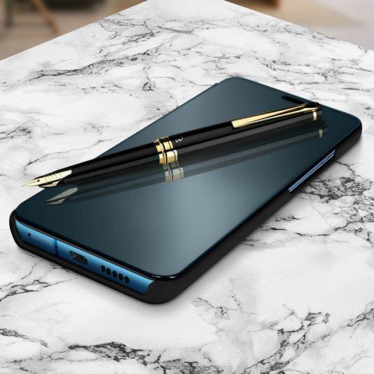 Avizar Funda Tapa Translúcida Efecto Espejo Negra para OnePlus 7T