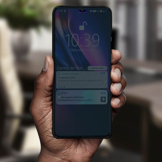 Avizar Funda Tapa Translúcida Efecto Espejo Negra para OnePlus 7T