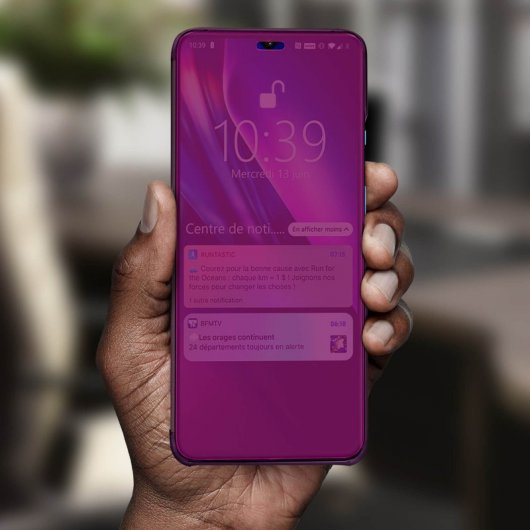 Avizar Funda Tapa Translúcida Efecto Espejo Violeta para OnePlus 7T