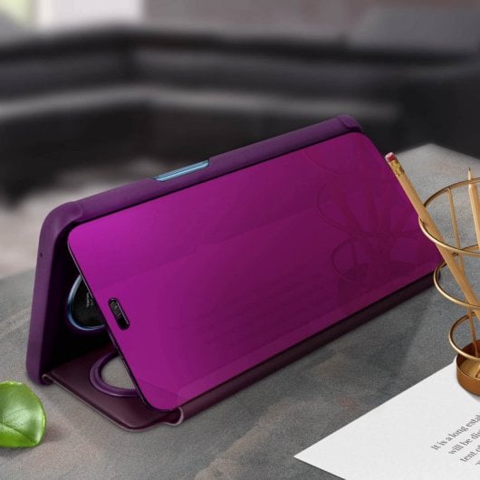 Avizar Funda Tapa Translúcida Efecto Espejo Violeta para OnePlus 7T