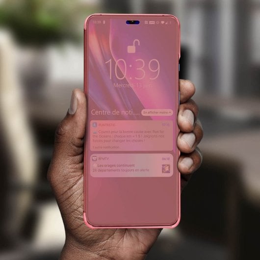 Avizar Funda Tapa Translúcida Efecto Espejo Oro Rosa para OnePlus 7T