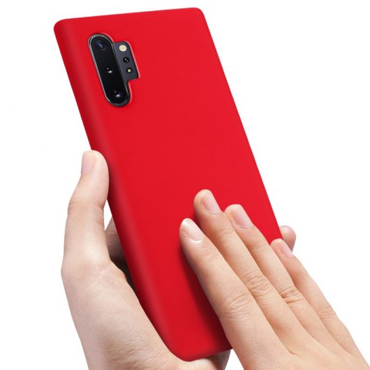 Avizar Funda de Silicona Semirrígida Mate Suave Roja para Samsung Galaxy Note 10 Plus