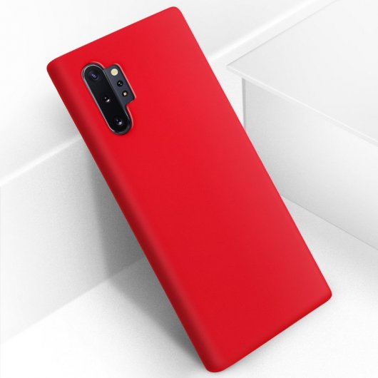Avizar Funda de Silicona Semirrígida Mate Suave Roja para Samsung Galaxy Note 10 Plus