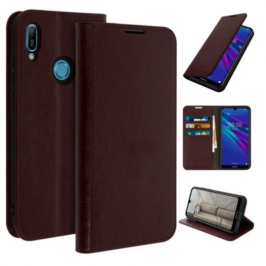 Avizar Funda Cartera de Cuero Marrón para Huawei Y6 2019/Honor 8A