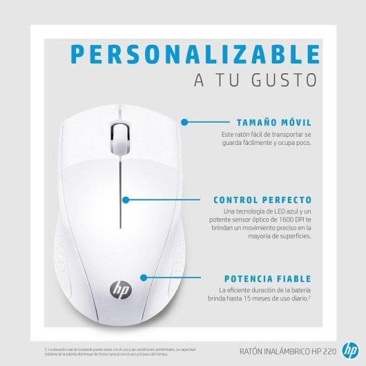 HP 220 Rato Sem Fios 1300DPI Branco