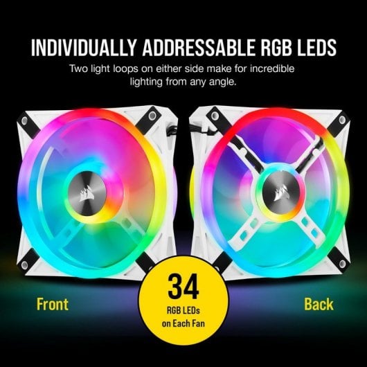 Corsair iCUE QL120 RGB PWM Triple Fan Kit Blanco con Lightning Node Core 120mm