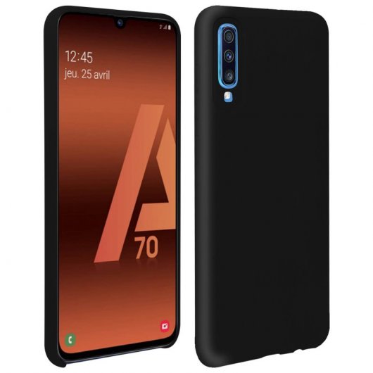 Avizar Funda de Silicona Semirrígida Suave Negra para Samsung Galaxy A70