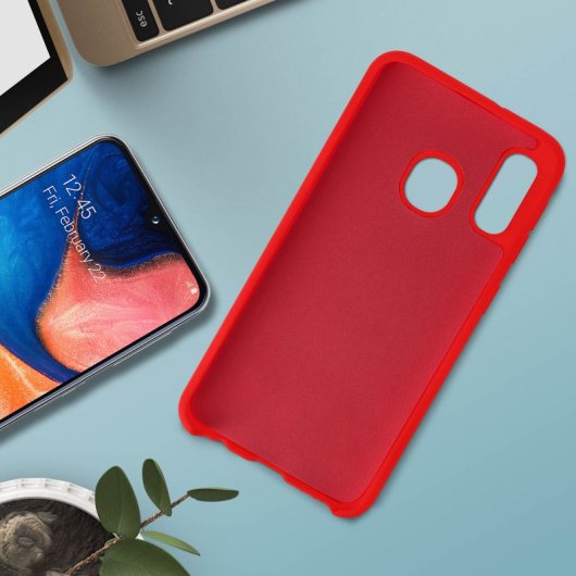 Avizar Funda de Silicona Semirrígida Suave Roja para Samsung Galaxy A20e