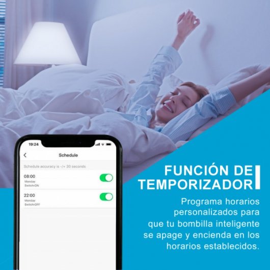 Fluxs Lâmpada LED Inteligente Wi-Fi RGB E27 10W Luz Quente Pack 2 Unidades