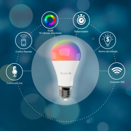Fluxs Lâmpada LED Inteligente Wi-Fi RGB E27 10W Luz Quente Pack 2 Unidades