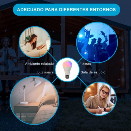 Fluxs Lâmpada LED Inteligente Wi-Fi RGB E27 10W Luz Quente Pack 2 Unidades