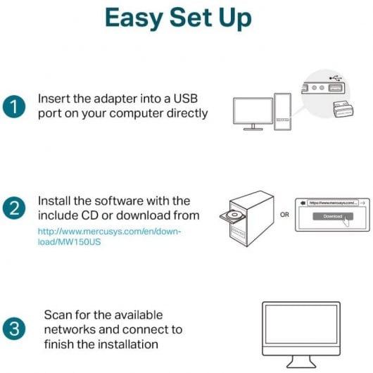 Adaptateur N150 sans fil Mercusys MW150US