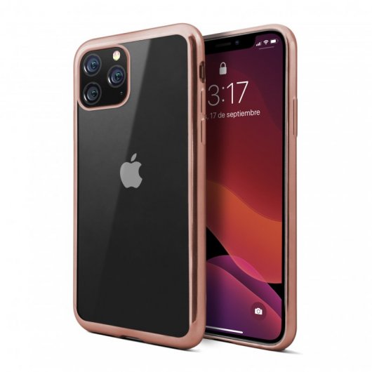 Nueboo Funda Gel TPU Color Frame Rosa Dorado para iPhone 11 Pro Max