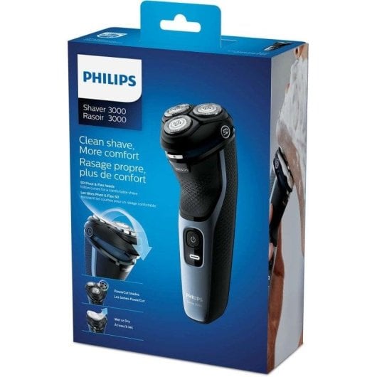 Rasoio Elettrico Viso Philips Shaver Series 3000 S3133/51 Senza Filo 60min Funzionamento a Umido 3 Testine Ricarica Rapida