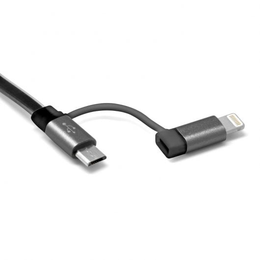 Nueboo Cable 2 en 1 Retráctil USB a Micro USB/8 Pin Negro