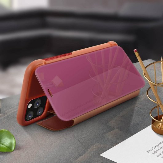 Avizar Funda Libro Translúcida Efecto Espejo Oro Rosa para iPhone 11 Pro Max
