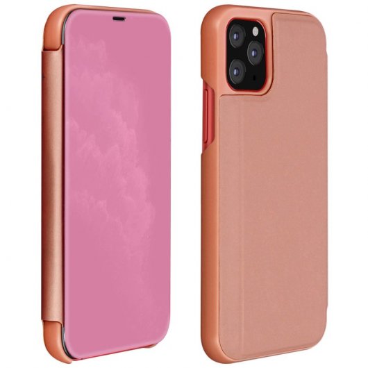 Avizar Funda Libro Translúcida Efecto Espejo Oro Rosa para iPhone 11 Pro Max