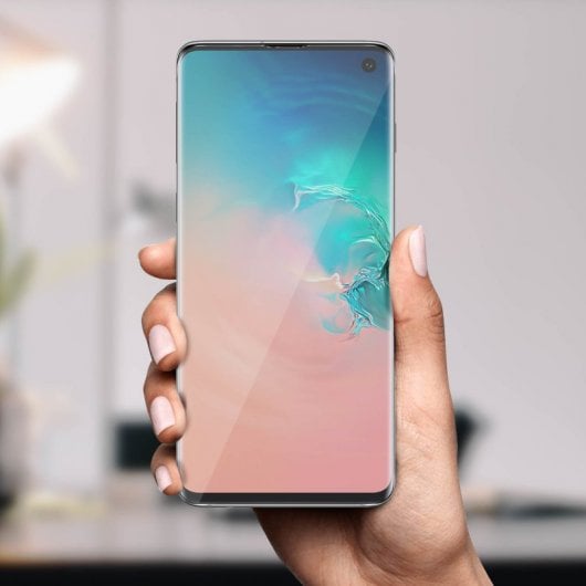 Avizar Protector Cristal Templado Curvo + Kit LED + Adhesivo Líquido para Samsung Galaxy S10