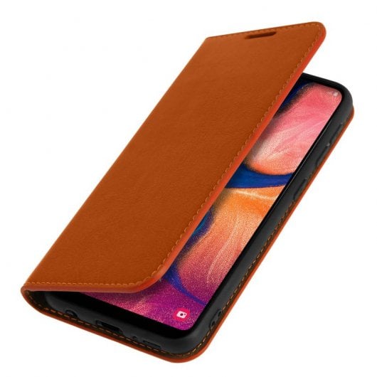 Étui portefeuille en cuir Avizar Camel pour Samsung Galaxy A20e