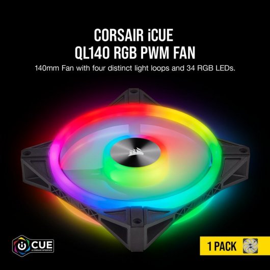 Corsair iCUE QL140 RGB PWM Confezione singola Nero 140 mm