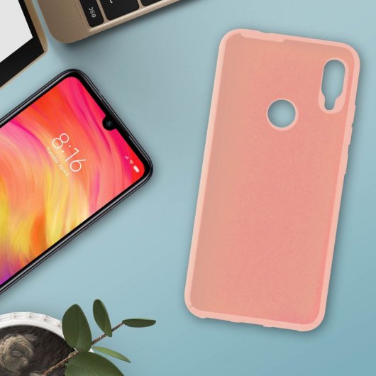 Avizar Funda de Silicona Semirrígida Mate Suave Rosa para Xiaomi Redmi Note 7