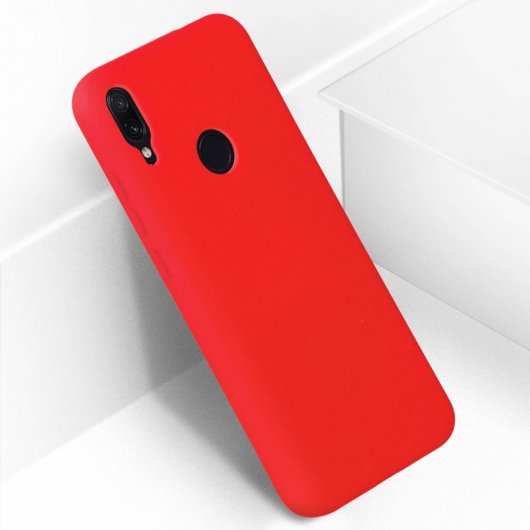 Avizar Funda de Silicona Semirrígida Mate Suave Roja para Xiaomi Redmi Note 7