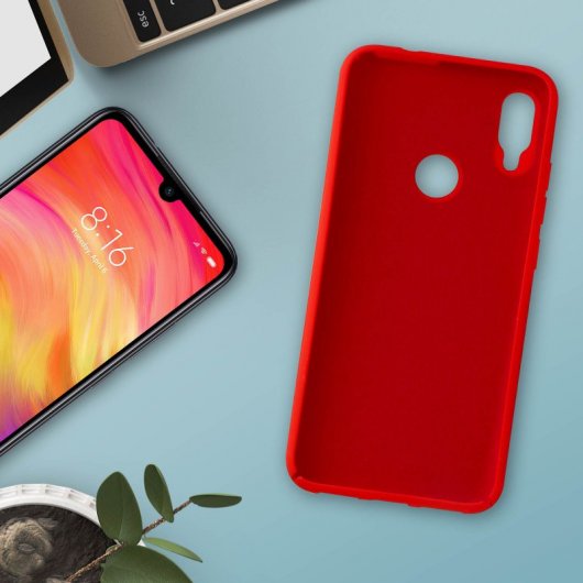 Avizar Funda de Silicona Semirrígida Mate Suave Roja para Xiaomi Redmi Note 7