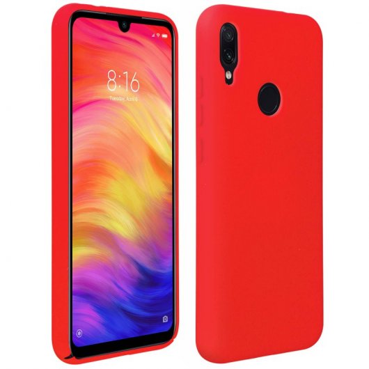 Avizar Funda de Silicona Semirrígida Mate Suave Roja para Xiaomi Redmi Note 7