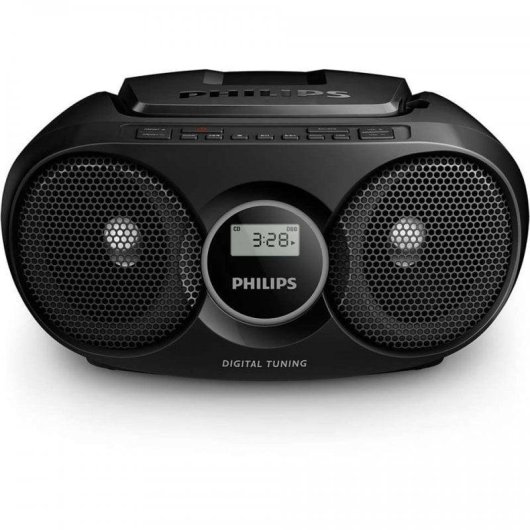 Rádio CD Philips AZ215S/12 Boombox 3W RMS CD Rádio FM Portátil Preto