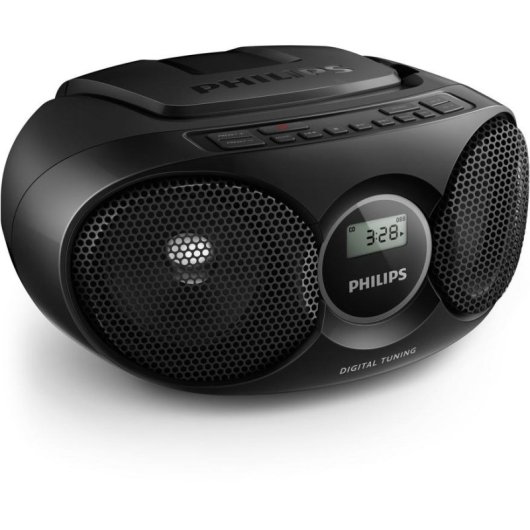 Rádio CD Philips AZ215S/12 Boombox 3W RMS CD Rádio FM Portátil Preto